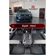 Citroën C5 Aircross Hybrid Siyah Üzeri Mavi Dikiş 8d Diamond Premium Havuzlu Deri Oto Paspas