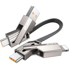 Frefly Store Vexipia 4'ü 1 Arada USB C Kablosu [45W Hızlı Şarj ve Veri Senkronizasyonu] Düz Örgülü USB C - USB C Şarj Kablosu L/tip C/usb A Çoklu Bağlantı Noktaları iPhone iPad MacBook Samsung Için - 1ft (Shezı