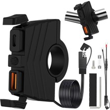 Frefly Store Coverzone Motosiklet Hızlı Şarj Cihazı 12V-24V Su Geçirmez Çift USB Type-C Pd Hızlı Şarj Portu Auna Bağlantılı Telefon Tablet Şarj Adaptörü, Motosiklet, Bisiklet, Atv, Tekne, Motor Aksesuarı Mt6