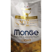 Frefly Store Monge Natural Superpremium Adult Light Turkey - Islak Kediler Maması (Hafif Tavuskuşu Islak Maması, Lif Bakımından Zengin, Boyalar ve Koruyucusuz, Kedi Maması, 1,5 Kg)