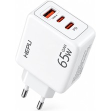 Frefly Store Hepu HP-C37 65W Usb-C Gan Güç Adaptörü Kompakt Tasarım Akıllı Dağıtım (Type-C Kablo Dahildir)