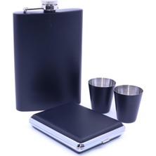 Frefly Store Paslanmaz Çelik Matara Seti - Iki Shot Bardağı Tabaka Set