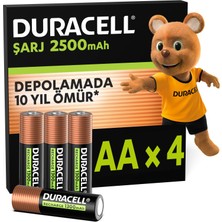 Frefly Store Duracell Şarj Edilebilir Aa 2500MAH Piller, 4'lü Paket
