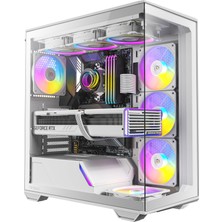 Frefly Store Antec C3 Argb White, 4 x Argb Pwm Fan Dahil, Dikişsiz Temperli Cam Ön ve Yan Paneller, 360MM Radyatör Desteği, Orta Kule Atx Beyaz Pc Oyun Kasası
