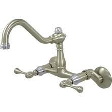 Frefly Store Kingston Brass KS3227BL Vintage 6 "ayarlanabilir Merkezi Duvara Monte Mutfak Musluk, Fırçalanmış Pirinç