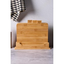 Frefly Store Porsima 16668 Piero Bambu 3lü Standlı Kesme Tahtası Seti Kesim Panosu Ahşap Kesme Tahtası 32CM