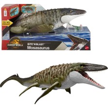 Frefly Store Mattel Jurassic World Rebirth Mosasaurus Aksiyon Figürü ve Mini Dilophosaurus, Geniş Çeneli Dinozor Oyuncağı, Filmden Uyarlanan Tasarım, Bükülebilir Eklemler, Dijital Oyunlar, JCH00