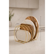Edora Home Parlak Altın Tava Tepsi Tabaklık Mutfak Düzenleyici Paslanmaz Metal