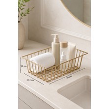 Edora Home Mat Gold Dikdörtgen Sepet Çok Amaçlı Dolap Düzenleyici Organizer