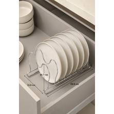 Edora Home Parlak Silver 6 Bölmeli Tava Tencere Kapak Düzenleyici Çekmece İçi Organizer Paslanmaz Metal