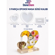 Stonechem Epoksi İki Kalpli Masa Süsü Kalıbı – Büyük Boy Dekoratif Kalp Standı (Yüksek Parlaklık Veren Esnek Silikon)