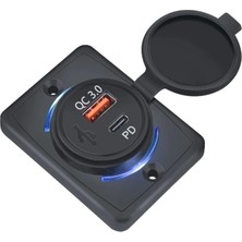 Maroces Pano Tip USB 3.0 + Type-C Soket Kulaklı Şarj Modülü 63W Pd Port 12/24V