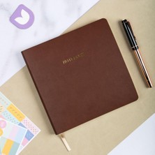 Esnek Kapaklı Noktalı Defter 16,5X16,5 Kahverengi Vegan Deri