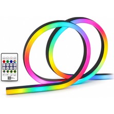 CT-4567 Pixel Neon LED Set 5 Metre Rgb Kumandalı Esnek Şerit Işık Iç ve Dış Mekan Dekoratif