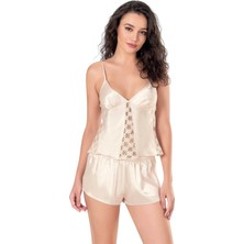 Aria's Closet Arias Closet Fildişi Saten Babydoll Şort Takımı
