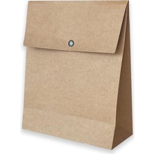 10 Adet Çıtçıtlı Kraft Hediye Zarfı, Küçük Boy, 175 gr Kraft, (18X22X8 Cm)