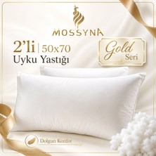 Mossyna | Gold Serisi | 2'li Double Ultra Dolgun Yastık | %100 Pamuk Saten | 50X70 | Boncuk Silikonlu Yıkanabilir