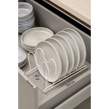Edora Home Bej 6 Bölmeli Tava Tencere Kapak Düzenleyici Çekmece İçi Organizer Paslanmaz Metal