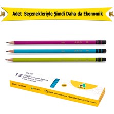 Adel Basic Silgili Yuvarlak Kurşun Kalem 12 Adet Renkli Seçeneklerle Ekonomik Kullanım