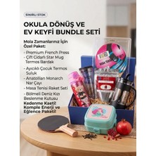 AiroBazar Okula Dönüş Hediye Kutusu - Masa Tenisi Seti, Termos, Beslenme Saklama Kabı, French Press, Ayıcık Matara ve Nar Çayı Hediyeli