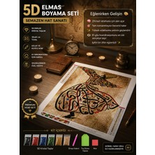Semazen Hat Sanatı - 5d Elmas Boyama Mozaik Tablo Hobi Seti - 50X40 cm
