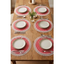 Rona Home Amerikan Servis Supla 40 cm - Leke Tutmaz Sıvı Itici Yuvarlak Masa Matı 6 Adet Pötikare