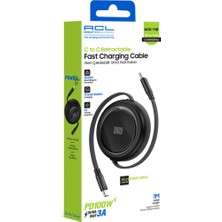 Acl ACK-118 100W Pd Ultra Hızlı Geri Çekilebilir Type-C To Type-C Şarj Kablosu (1 Metre)