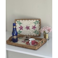 Marys Concept Rattan Dikdörtgen Sedefli Tepsi 34 x 24 cm