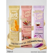 Long Chips Peynir, Soğan & Ekşi Krema ve Yengeç Aromalı 3'lü Paket 3 x 75GR