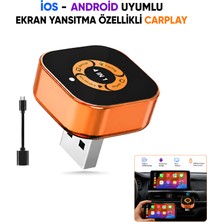 Dexmon Ekran Yansıtma Özellikli Kablosuz Carplay -Android Auto Uyumlu Adaptör Ios Airplay Miracast Tak Çalıştır USB