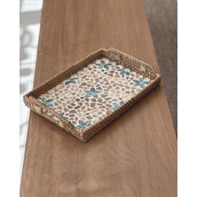 Marys Concept Rattan Dikdörtgen Sedefli Tepsi 34 x 24 cm