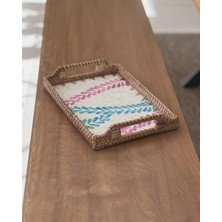 Marys Concept Rattan Dikdörtgen Sedefli Tepsi 34 x 24 cm