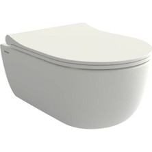 Bocchı Bocchi - V-Tondo Rimless Kısa Asma Klozet 49 cm Mat Beyaz - 1417-002-0128