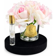 Beren Shop Bh Luxury 7 Gül Aranjmanı Parfümlü Dekoratif Cam Vazo Seti Siyah Kadife Kutulu Hediyelik