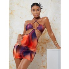 Aria's Closet Arias Closet Transparan Detaylı Omuz Dekolteli Mini Fantezi Elbise