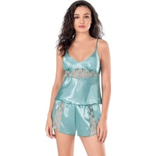Aria's Closet Arias Closet Aqua Saten Babydoll Şort Takımı