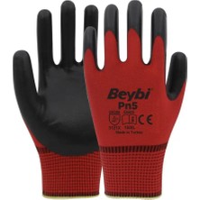Beybi Pn5 Polyester Örme Nitril Iş Eldiveni | 13G Nefes Alabilir, 1/2 Nitril Kaplama, Gıda Temasına Uygun, Dayanıklı
