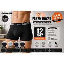 As Yıldız As-Men Erkek Boxer 12'li Ekonomik Paket Siyah-Gri-Lacivert-Antrasit Çok Al Az Öde