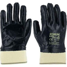 Starline E-370 Tam Nitril Kaplı Petrolcü Eldiven | Ağır Iş Eldiveni | EN388 4111X | Mavi