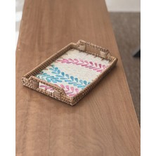Marys Concept Rattan Dikdörtgen Sedefli Tepsi 30 x 20 cm
