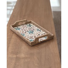 Marys Concept Rattan Dikdörtgen Sedefli Tepsi 30 x 20 cm