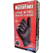 Masterforce Siyah Nitril Muayene Eldiveni 50’li | Pudrasız, Dayanıklı, Kaydırmaz, Tek Kullanımlık Koruyucu Eldiven