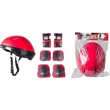 Paten Koruyucu Set, Kask, Dizlik, Dirseklik, Kırmızı, Çocuk