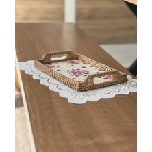 Marys Concept Rattan Dikdörtgen Sedefli Tepsi 30 x 20 cm