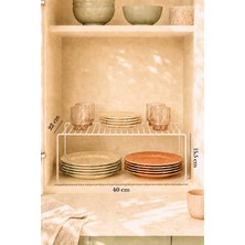 Edora Home Bej Dolap İçi Düzenleyici Tel Raf Fincan Tabak Kase Organizer Paslanmaz Metal