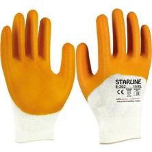 Starline E-202 3/4 Nitril Kaplı Iş Eldiveni | A Kesilmez | Pamuk Astar | EN388 4121A | Dayanıklı Montaj Eldiveni