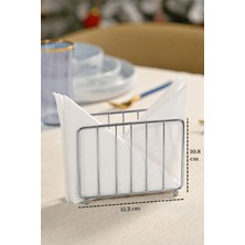 Edora Home Parlak Silver Kafes Peçetelik Peçete Standı Kafe Restoran Otel Dekoratif Paslanmaz Metal