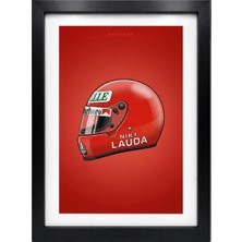 Kaynock Niki Lauda Kask, Formula 1, F1, Poster Tablo Siyah