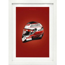Kaynock Kimi Raikkonen Kask, Formula 1, F1, Poster Tablo Beyaz