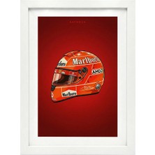 Kaynock Michael Schumacher Kask, Formula 1, F1, Poster Tablo Beyaz
